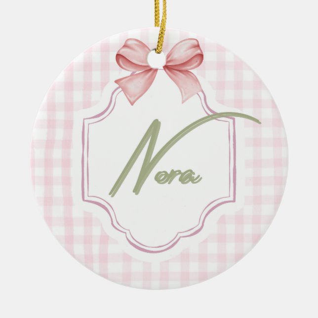 Personalisiert Nora Baby Girl Kinderzimmer Bow&Gin Keramik Ornament (Vorne)