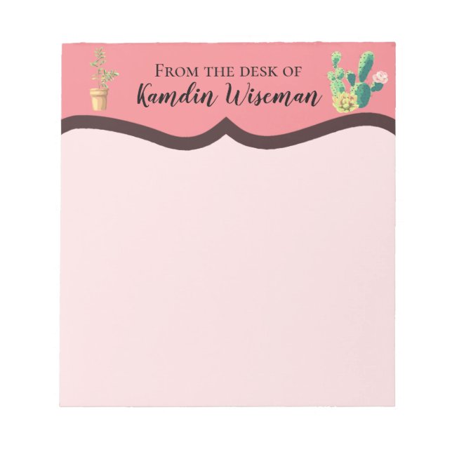 Personalisiert Notepad Bohemisch Cactus succulents Notizblock (Vorderseite)