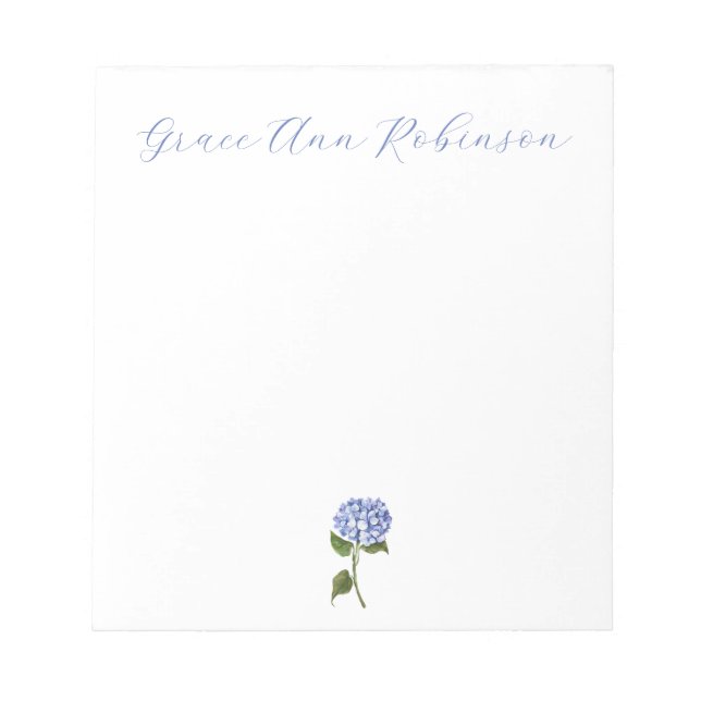 Personalisiert Notepad Classy Hydrangea Notizblock (Vorderseite)
