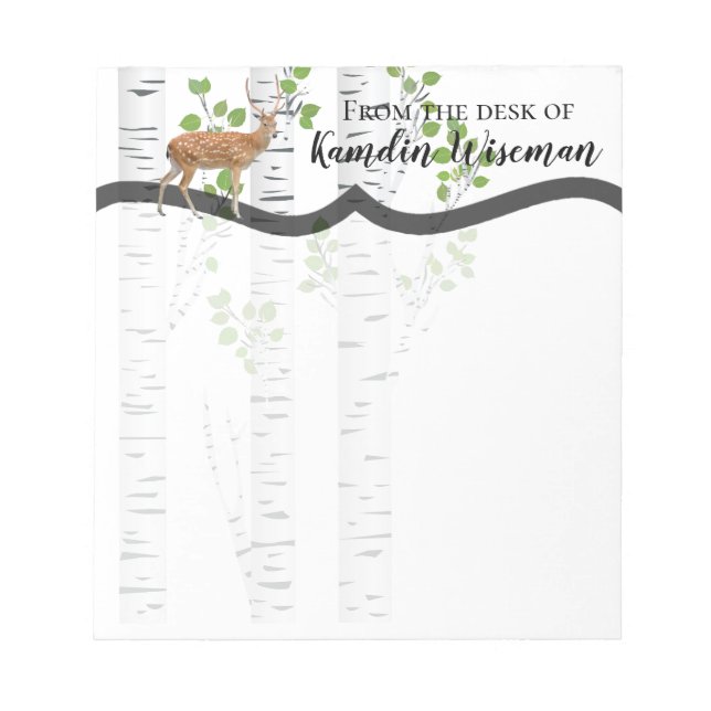 Personalisiert Notepad Deer Doe Buck Woodland Hunt Notizblock (Vorderseite)