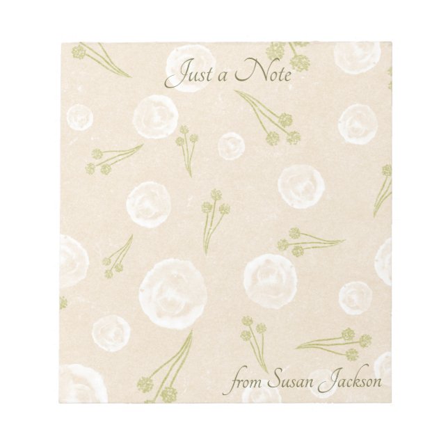 Personalisiert nur ein Hinweis florale Beige & Sag Notizblock (Vorderseite)