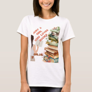 Personalisiert nur ein Mädchen, das Lieben bucht T-Shirt