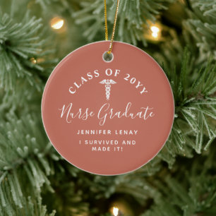 Personalisiert Nurse Abschluss Caduceus Keepake Keramik Ornament