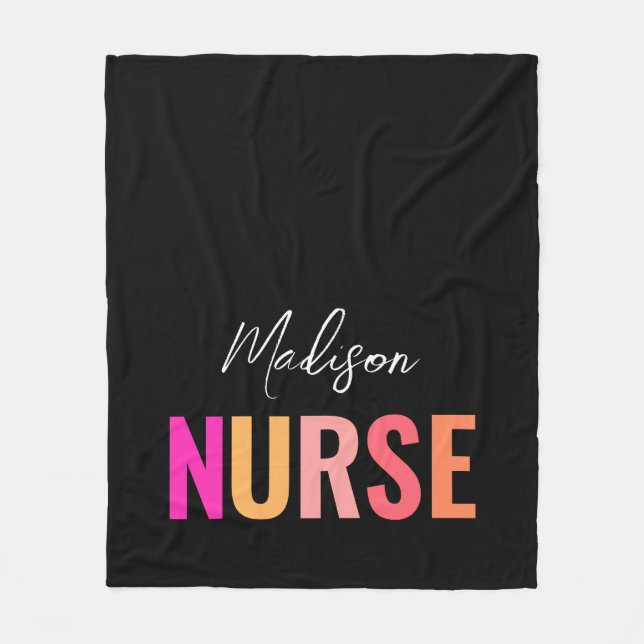 Personalisiert Nurse Abschluss farbenfroh Fleecedecke (Vorderseite)