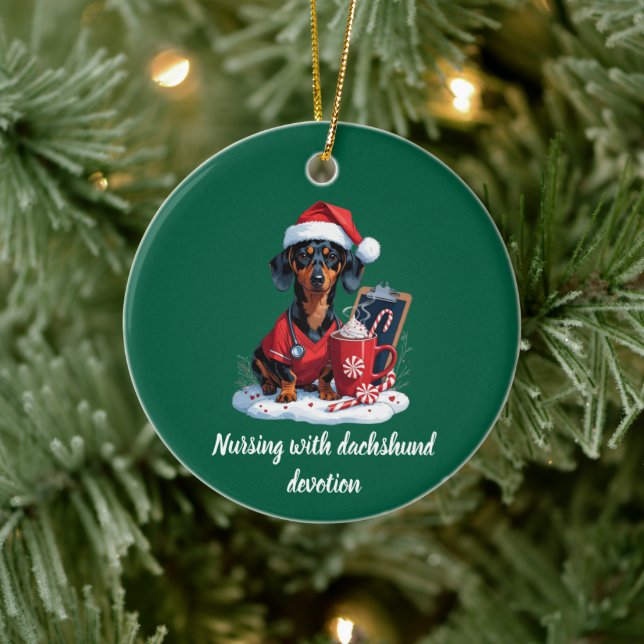 Personalisiert Nurse Dackel Weihnachten Keramik Ornament (Baum)