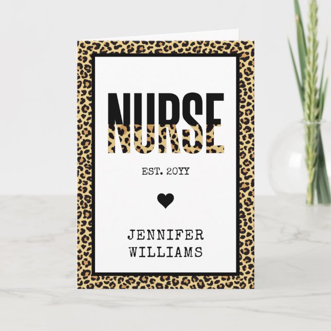 Personalisiert Nurse Est Cheetah RN Abschluss Karte (Vorderseite)