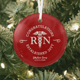 Personalisiert Nurse RN Abschluss Rote Medizin Ornament Aus Glas