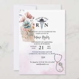 Personalisiert Nursing Abschluss Wasserfarben FIor Einladung
