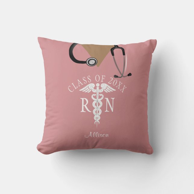 Personalisiert Nurve Abschluss Rosa Scrub Oben Kissen (Vorderseite)