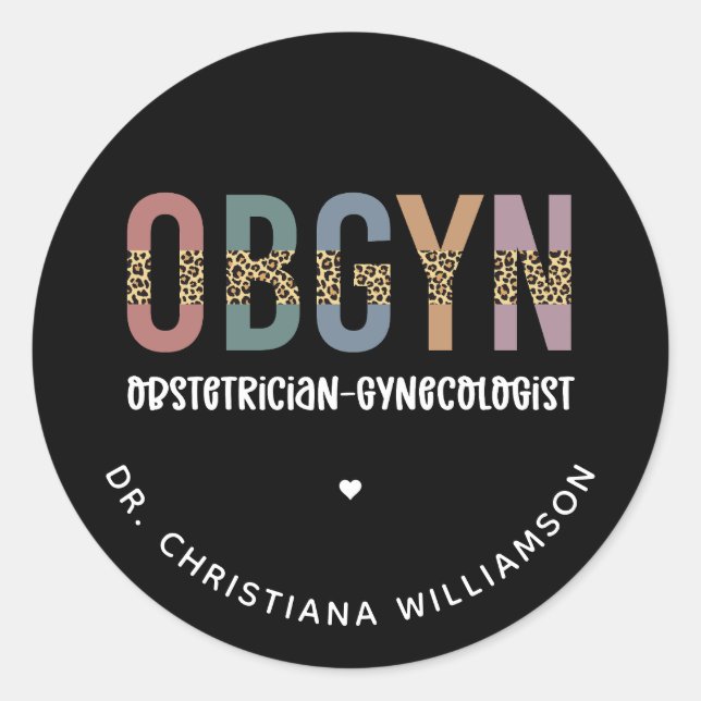 Personalisiert OBGYN Obstetriker Gynäkologe Runder Aufkleber (Vorderseite)