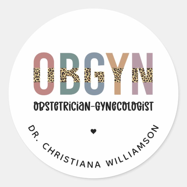 Personalisiert OBGYN Obstetriker Gynäkologe Runder Aufkleber (Vorderseite)