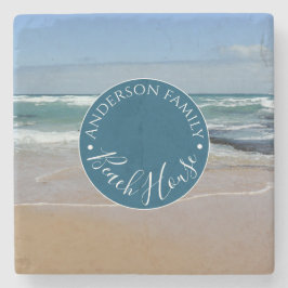 Personalisiert Ocean Beach House Runder Stone Unte Steinuntersetzer