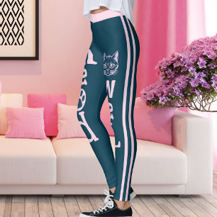 Personalisiert Ocean Blue Pink Streifen Pet Katze Leggings