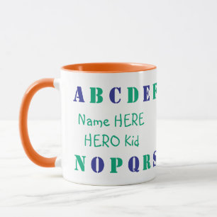 Personalisiert Ocean Green, Blue English Alphabet Tasse