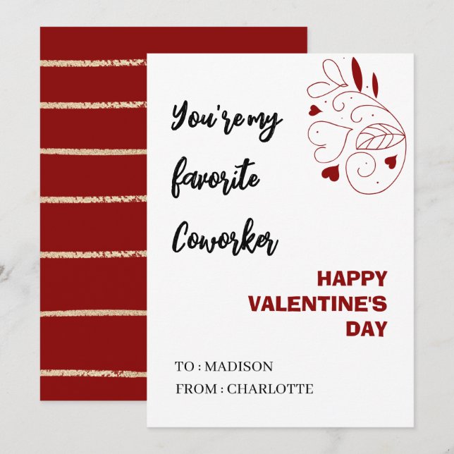 Personalisiert Office Coworker Valentinstag Karte (Vorne/Hinten)