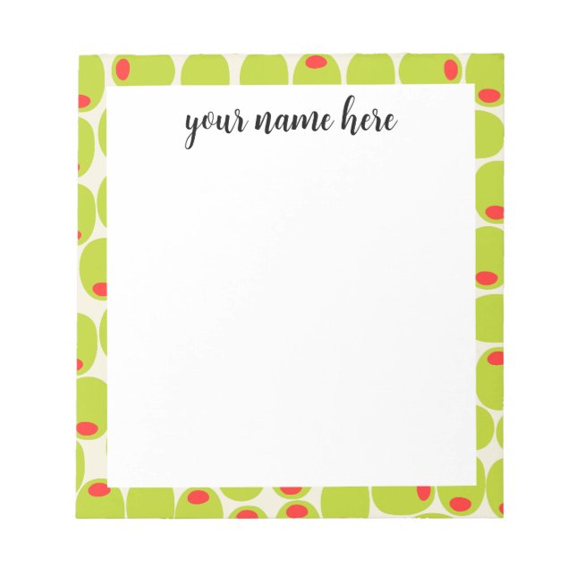 Personalisiert Olive Notepad Notizblock (Vorderseite)