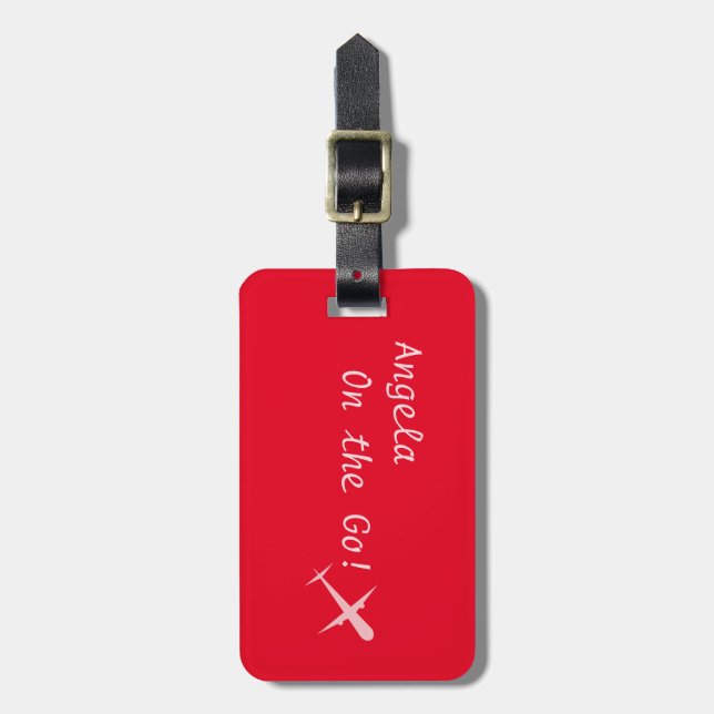 Personalisiert "On Go" Flugzeug, Ferrari Red Gepäckanhänger (Vorderseite vertikal)