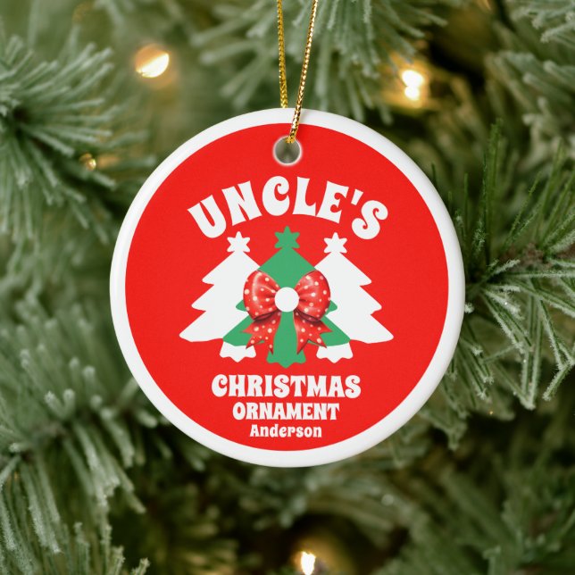 Personalisiert Onkels Foto Weihnachtsbaum Keramik Ornament (Baum)