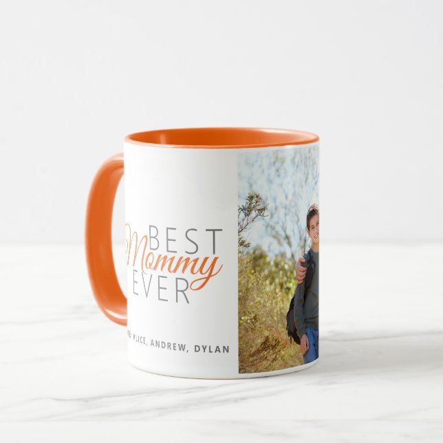 Personalisiert Orange Best Mommy Ever Foto Tasse (Vorderseite Links)
