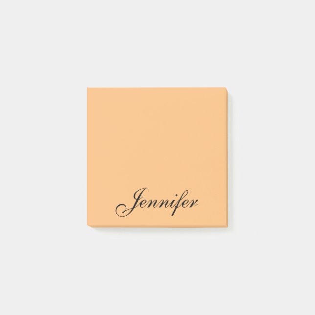 Personalisiert Orange Black Script Name Post-it Klebezettel (Vorderseite)
