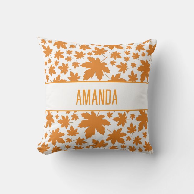 Personalisiert Orange Farmhouse Herbstlaubs Kissen (Vorderseite)