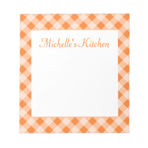 Personalisiert Orange Gingham Notepad Notizblock