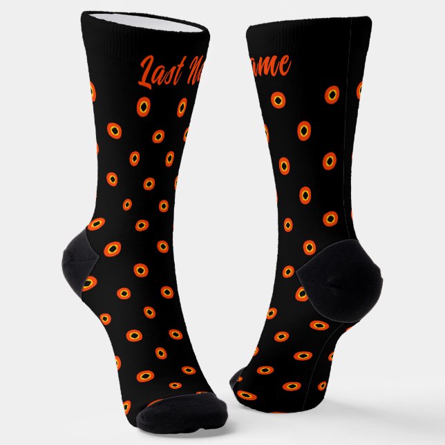 Personalisiert Orange Green Black Pattern Socken (Gewinkelt)