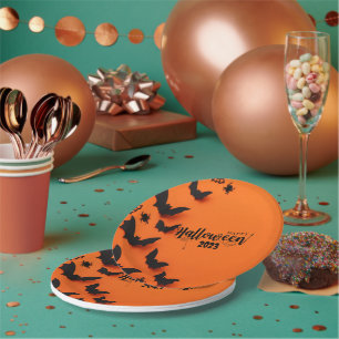 PERSONALISIERT ORANGE HALLOWEEN PAPPTELLER