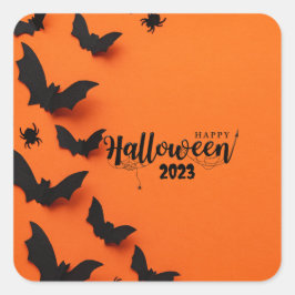 PERSONALISIERT ORANGE HALLOWEEN QUADRATISCHER AUFKLEBER