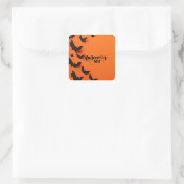PERSONALISIERT ORANGE HALLOWEEN QUADRATISCHER AUFKLEBER