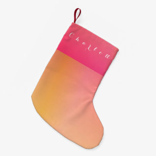 Personalisiert Orange Hot Pink Ombre Kleiner Weihnachtsstrumpf