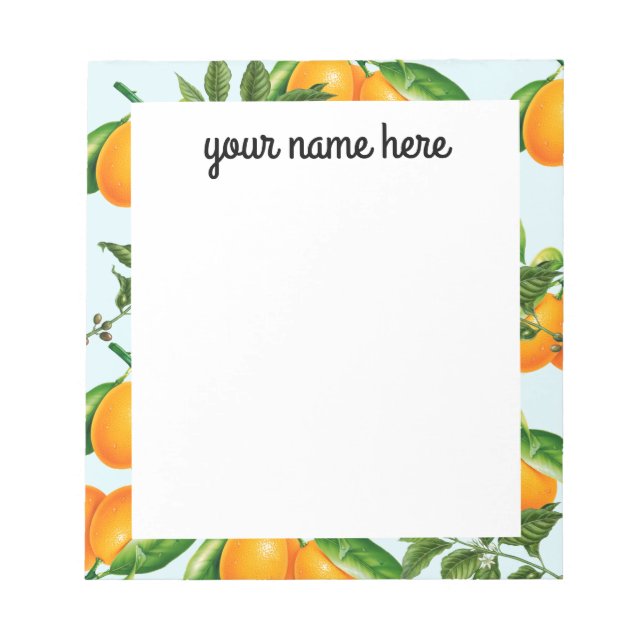 Personalisiert Orange Notepad Notizblock (Vorderseite)