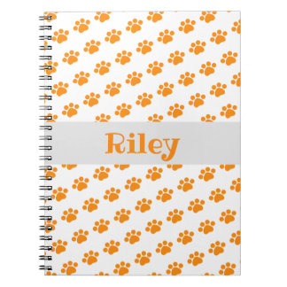 Personalisiert Orange Paw Print Pattern Notizblock