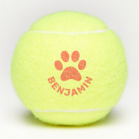 Personalisiert Orange Paw Print Pet Name Dog 