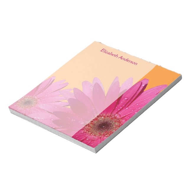 Personalisiert Orange Pink Gerbera Daisy Notepad Notizblock (Rotiert)