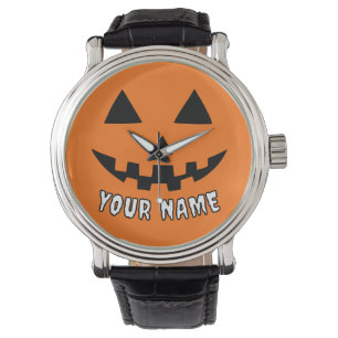Personalisiert Orange Pumpkin Halloween Dein Name Armbanduhr