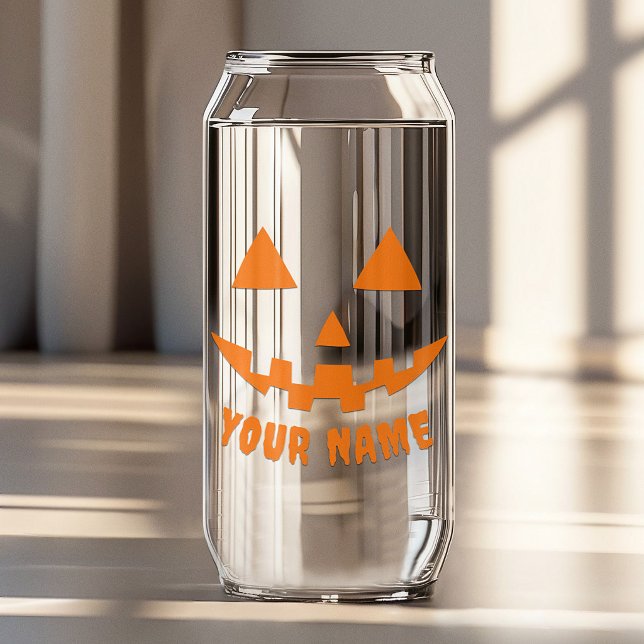 Personalisiert Orange Pumpkin Halloween Dein Name Dosenglas (Von Creator hochgeladen)