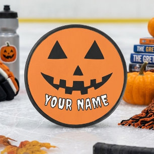 Personalisiert Orange Pumpkin Halloween Dein Name Eishockey Puck