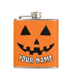 Personalisiert Orange Pumpkin Halloween Dein Name Flachmann