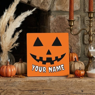 Personalisiert Orange Pumpkin Halloween Dein Name Fotoplatte