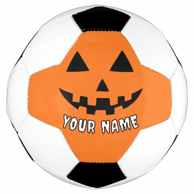 Personalisiert Orange Pumpkin Halloween Dein Name Fußball (Vorderseite)