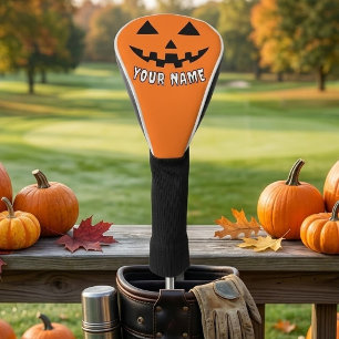 Personalisiert Orange Pumpkin Halloween Dein Name Golf Headcover