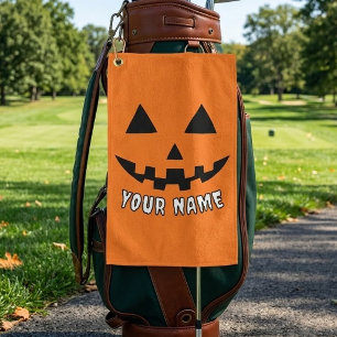 Personalisiert Orange Pumpkin Halloween Dein Name Golfhandtuch