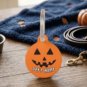 Personalisiert Orange Pumpkin Halloween Dein Name Haustiermarke