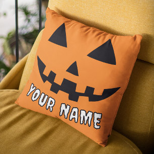 Personalisiert Orange Pumpkin Halloween Dein Name Kissen