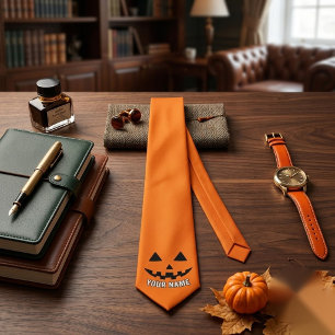 Personalisiert Orange Pumpkin Halloween Dein Name Krawatte