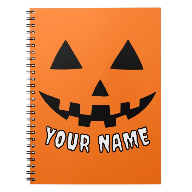 Personalisiert Orange Pumpkin Halloween Dein Name Notizblock (Vorderseite)