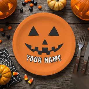 Personalisiert Orange Pumpkin Halloween Dein Name Pappteller