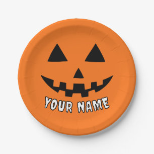Personalisiert Orange Pumpkin Halloween Dein Name Pappteller