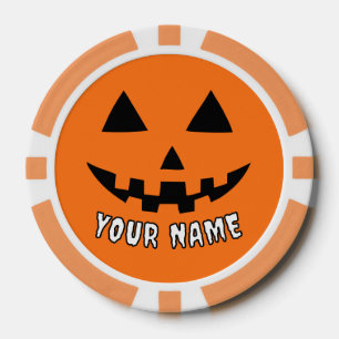 Personalisiert Orange Pumpkin Halloween Dein Name Pokerchips